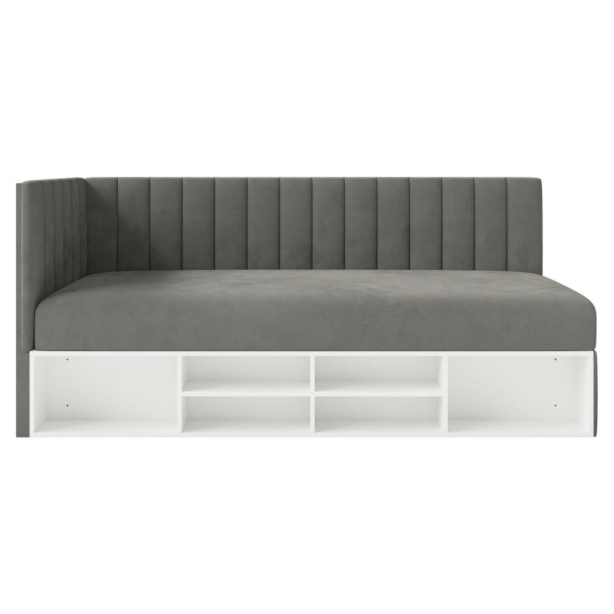 JUGENDBETT Ventrio Dunkelgrau Easy-Clean-Samtbezug 90x200 cm - Dunkelgrau, Kunststoff/Textil (90/200cm) - Selsey