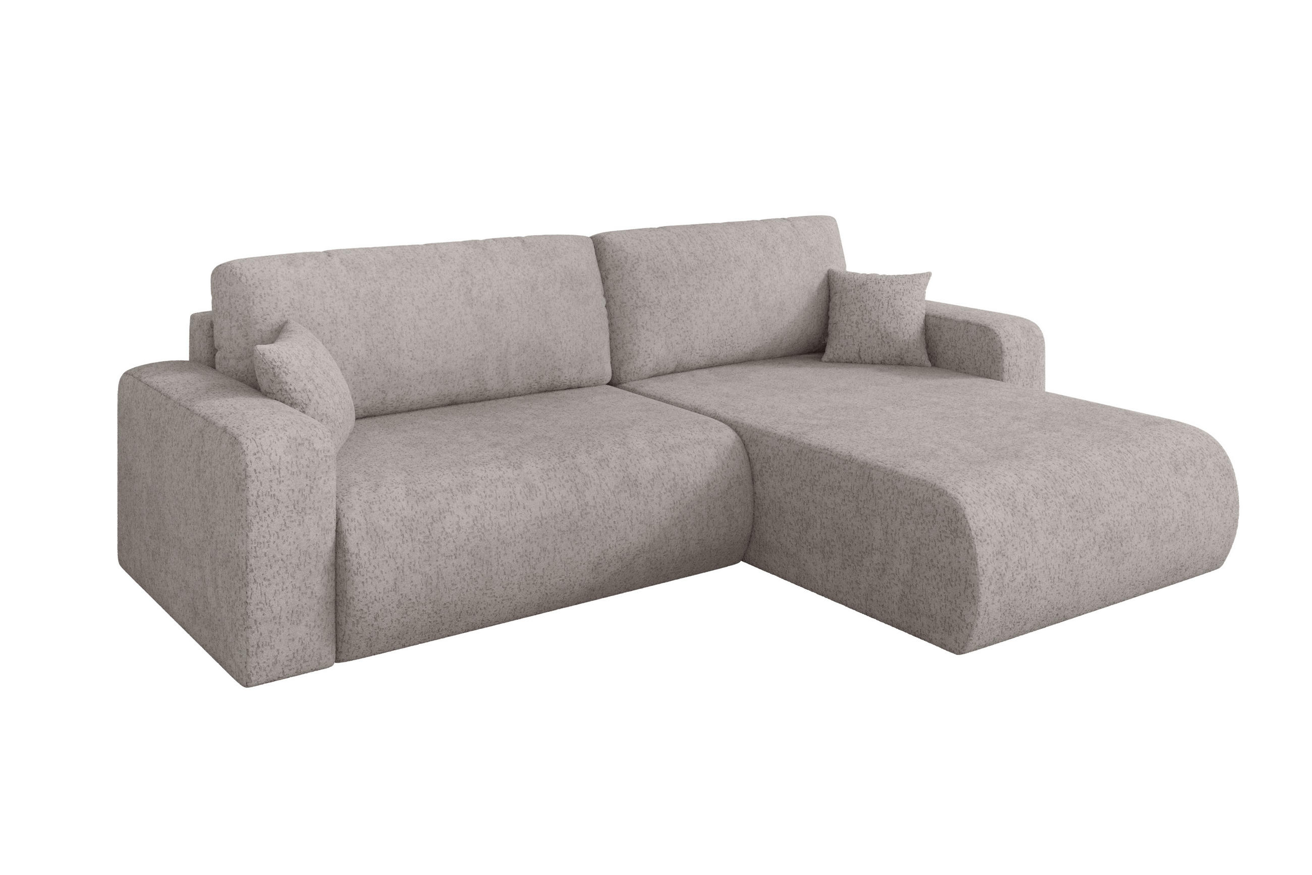 ROHOVÁ SEDAČKA s funkcí spaní, otoman vpravo BERY-L 276x193x88 světle šedá velur - černá/světle šedá, kompozitní dřevo/textil (276/193cm) - ALTDECOR