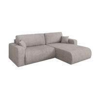 ROHOVÁ SEDAČKA s funkcí spaní, otoman vpravo BERY-L 276x193x88 světle šedá velur - černá/světle šedá, kompozitní dřevo/textil (276/193cm) - ALTDECOR