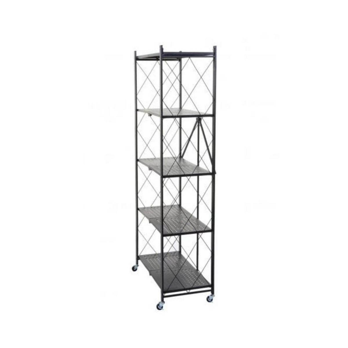 KLAPPREGAL auf Rollen 5 Fachböden Belastbarkeit 250kg 167x72x34 cm Schwarz - Schwarz, Metall (72/167/34cm) - PROREGAL
