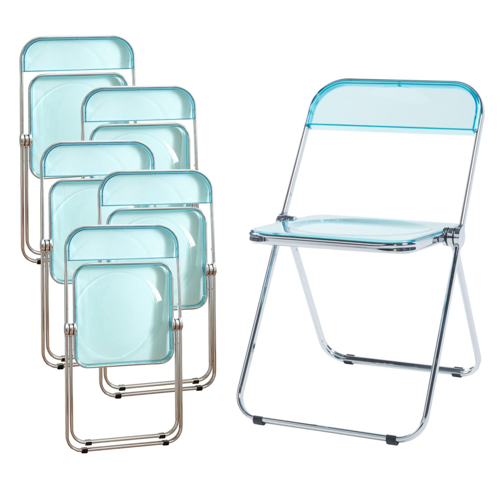 KLAPPSTUHL-SET Pornainen 6 TLG. - Hellblau, Kunststoff/Metall (46/74/47cm) - [en.casa]