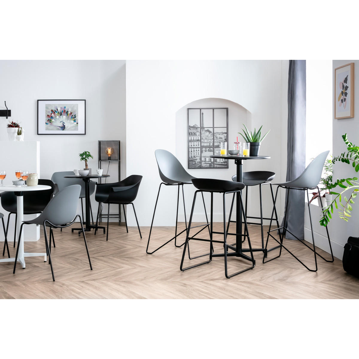 BARHOCKER Design Schwarz Metallbeine 2er-Set PEBBLE - Schwarz, Kunststoff (52/84.5/43.5cm) - Miliboo