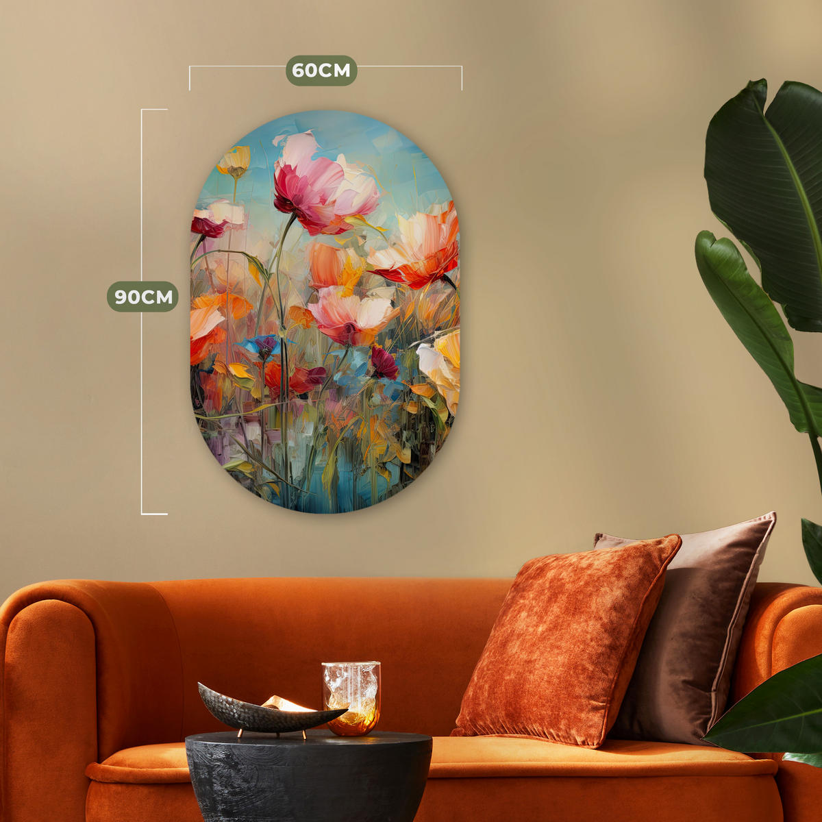 WANDBILD Blumen - Aquarell - Kunst - Botanisch - Natur 60x90 cm - Orange, Kunststoff (60/90cm) - MuchoWow