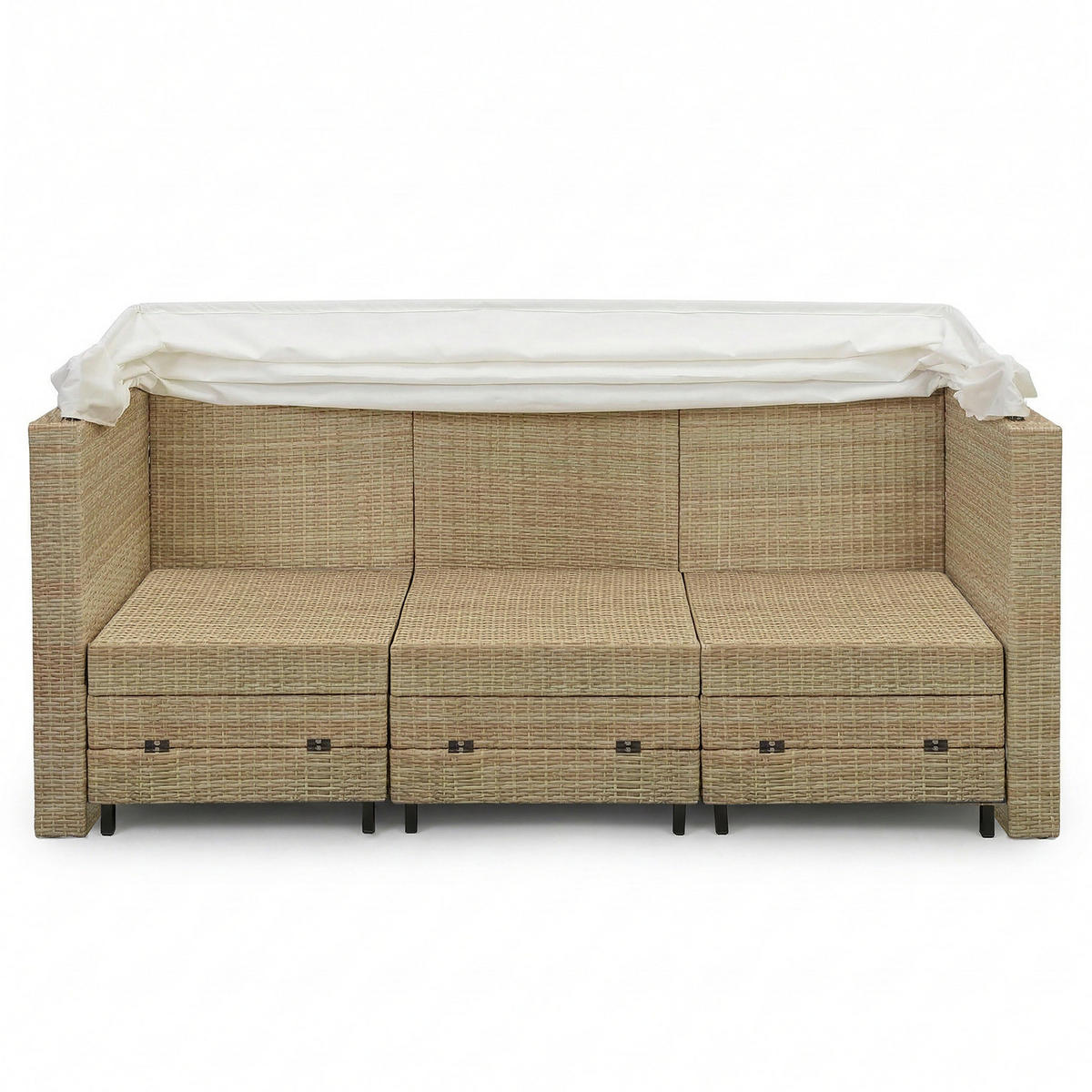 SONNENINSEL - 3-teilig - Polyrattan / Webstoff - Beige / Creme - Beige, Kunststoff/Textil (200/159/75cm) - home24