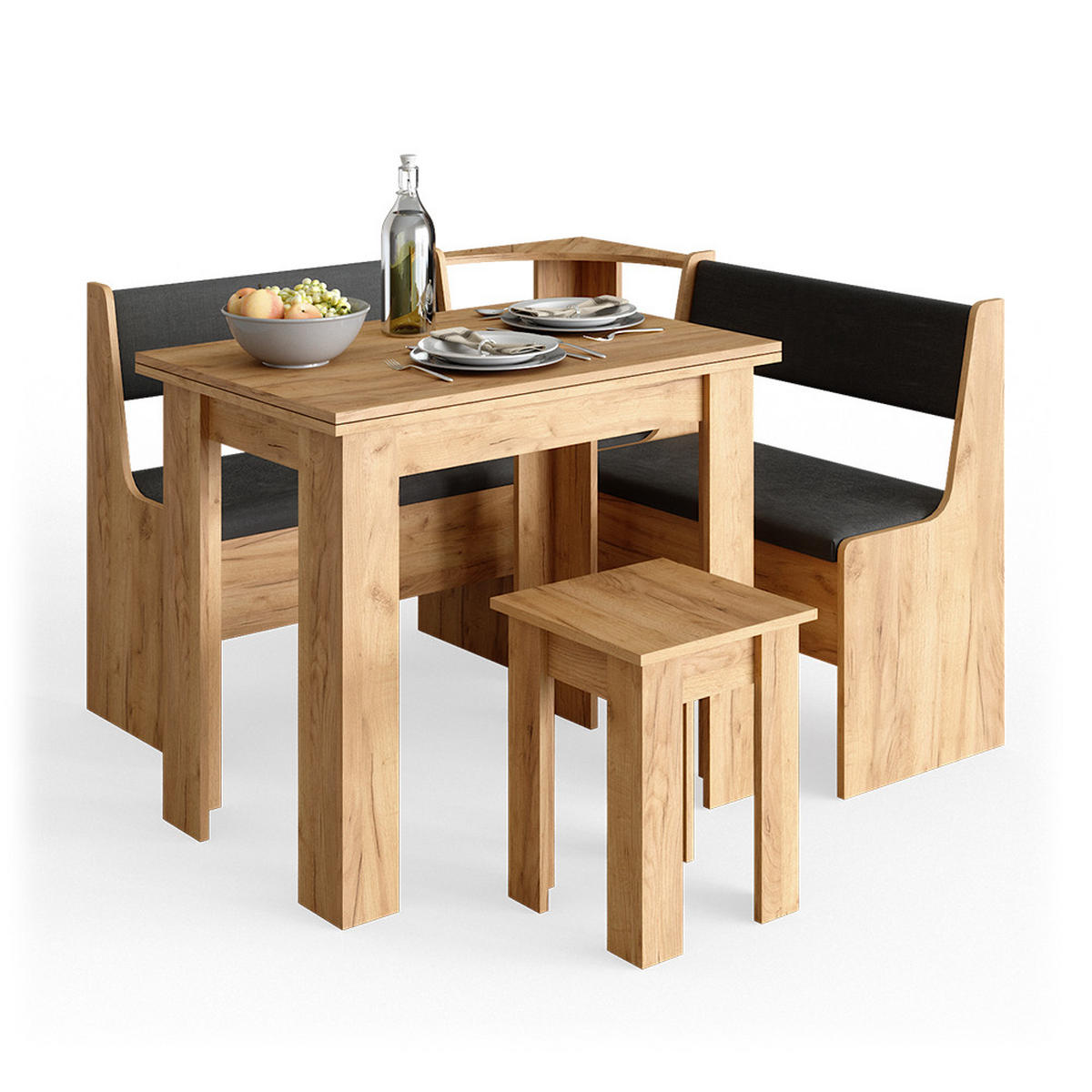 ECKBANK Roman Goldkraft Eiche 120 x 41.5 cm - Anthrazit/Eiche Wotan, Holzwerkstoff (120/120cm) - Vicco