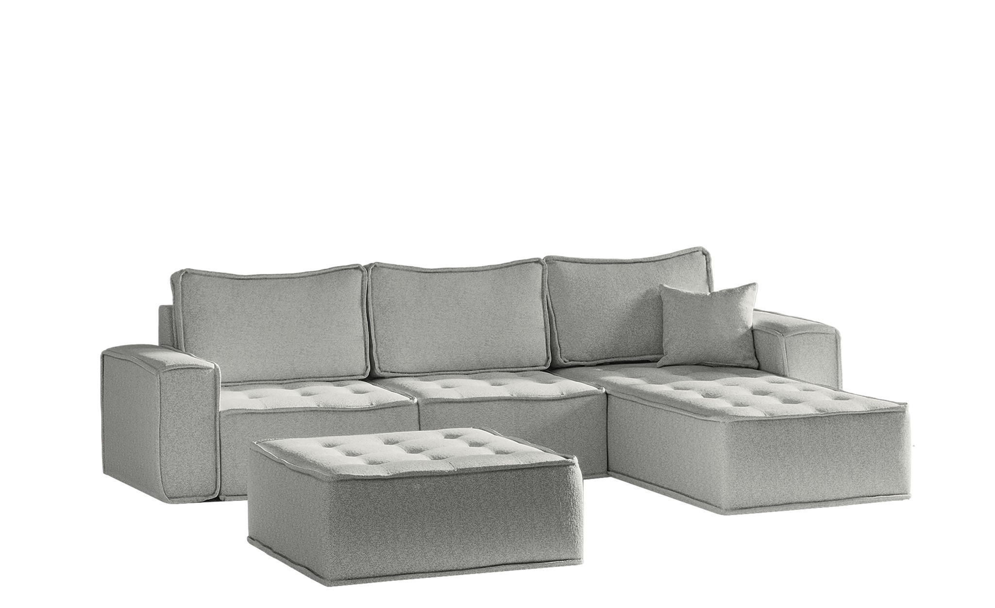 Fun Möbel Ecksofa Hellgrau 292x192 cm