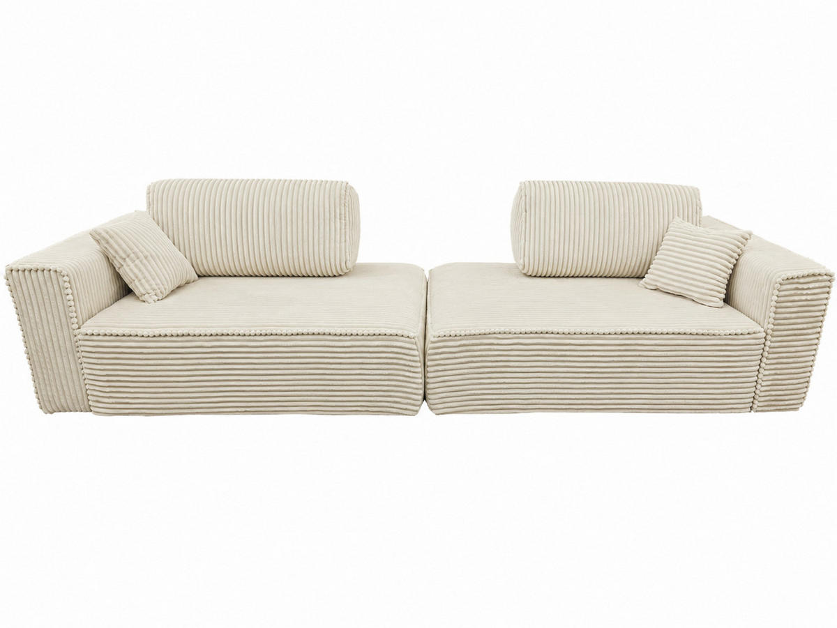 BIGSOFA COZI, Ecru mit Cordbezug - Ecru, Kunststoff/Textil (240/87/180cm) - KS Home Concept