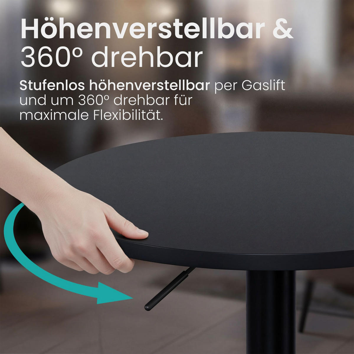 STEHTISCH rund 60 cm Holz schwarz/schwarz - Schwarz, Holz/Metall (60/60/85cm) - CLP