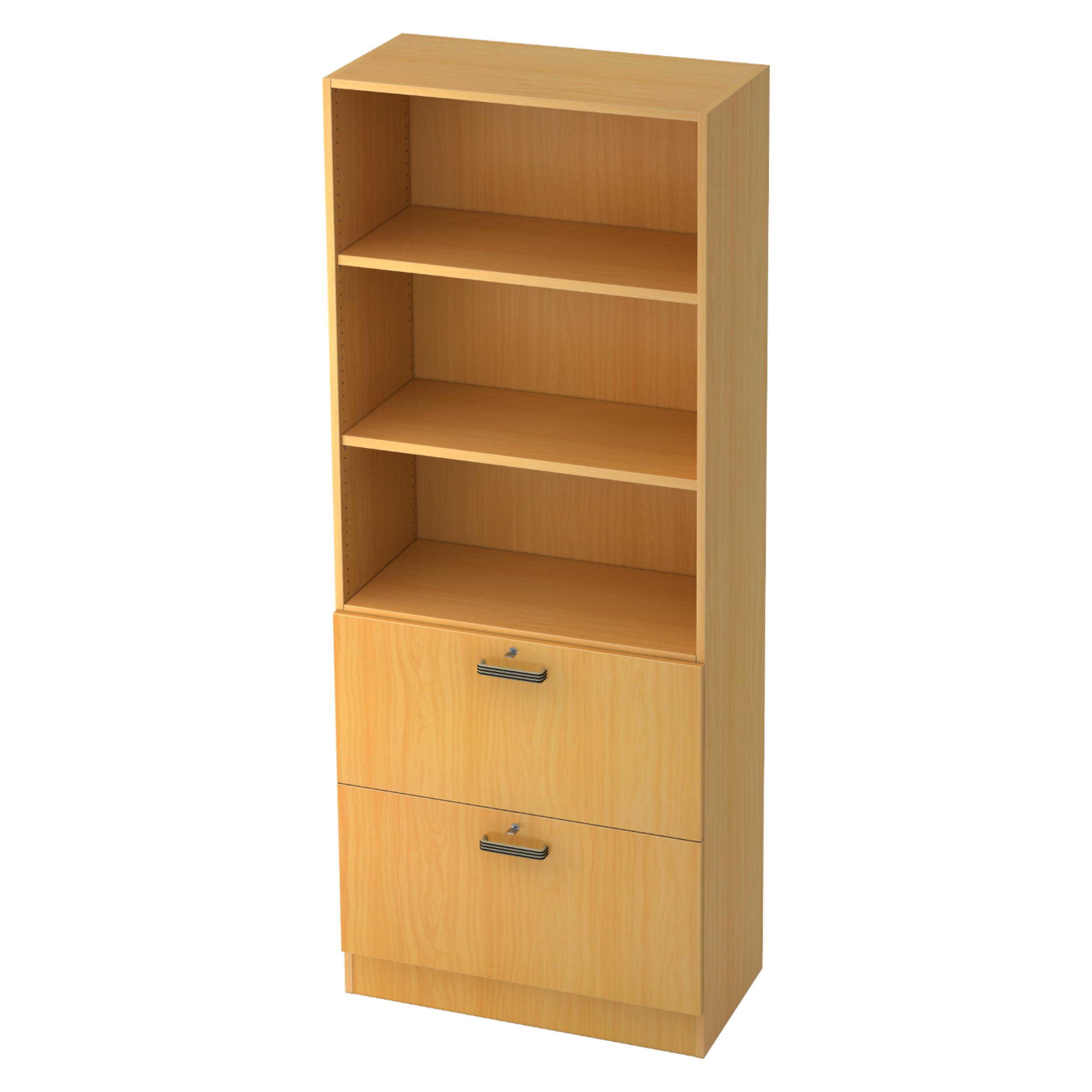 HÄNGEREGISTER Kombi - 2 Schübe 42/80/200,4 cm in Buchefarben Streifengriff (Kunststoff) - Buchefarben, Holzwerkstoff (80/200.4/42cm) - bümö
