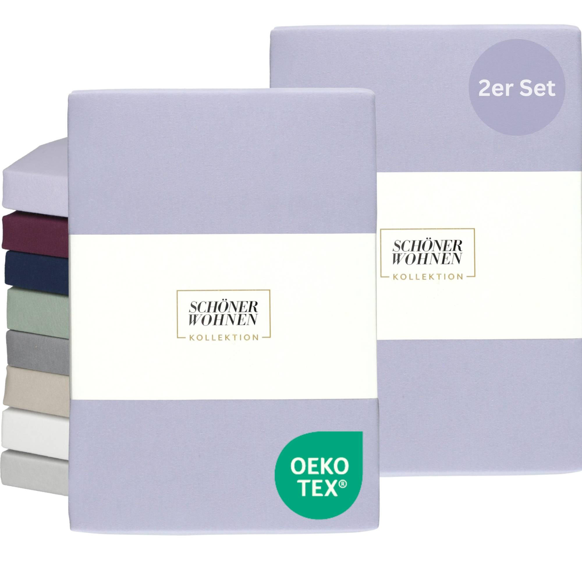 SPANNBETTLAKEN BASIC 2er Set - Flieder, Textil (200/200cm) - Schöner Wohnen