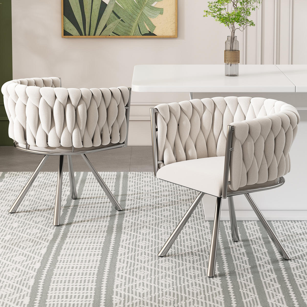 ESSZIMMERSTUHL 2er-Set drehbar Samt Beige mit Metallgestell - Beige, Metall (54/72/59cm) - Meubliv