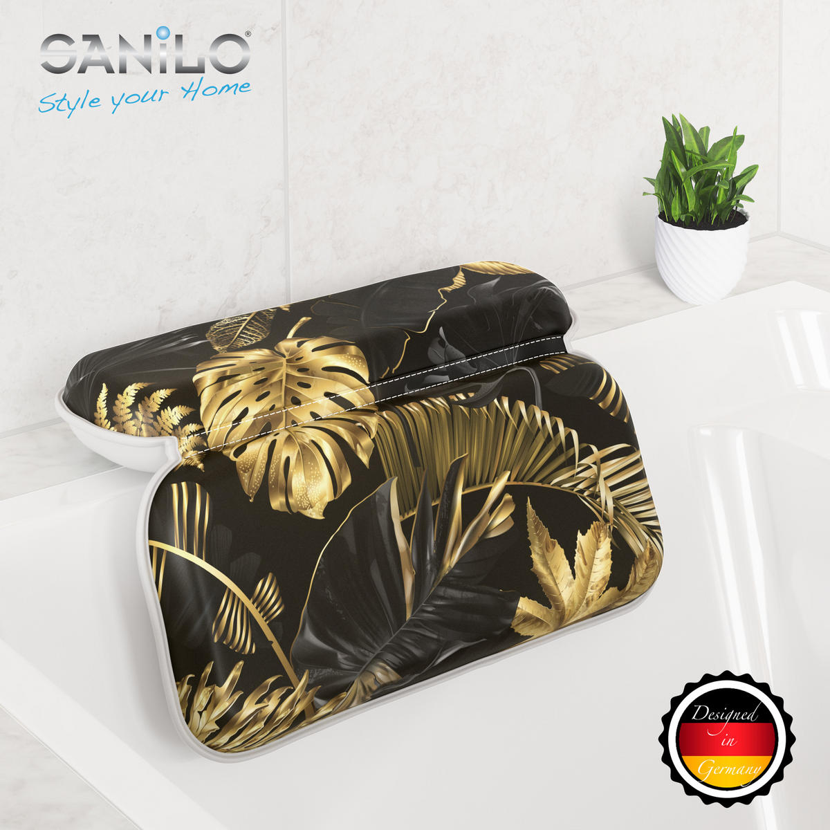 BADEWANNENKISSEN Golden Leaves - Goldfarben, Kunststoff (39/5.5cm) - Sanilo