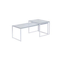 SOFATISCHE 2er-Set ALCUDIA, Einscheibensicherheitsglas, Weiß, 100 x 40 x 35 cm - Weiß, Glas/Metall (40/100/35cm) - KADIMA DESIGN