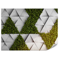 FOTOTAPETE für Wohnzimmer Klee Beton Dreiecke Abstraktion Modern 450x315 - Grau/Grün, Papier (450/315cm) - Muralo