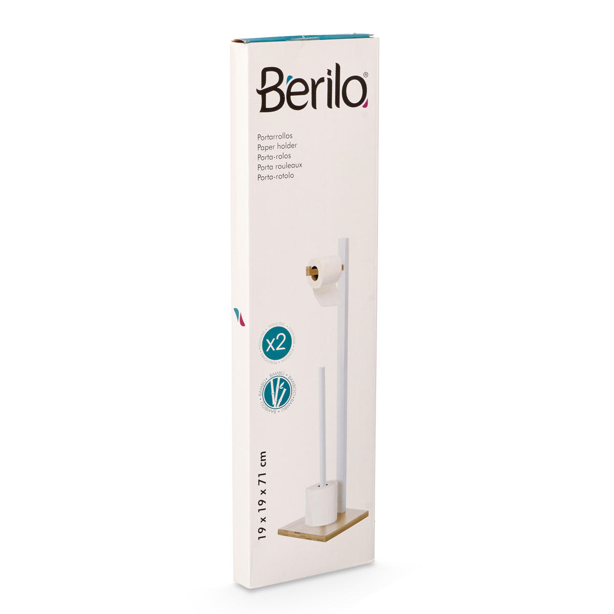 TOILETTENPAPIERSTÄNDER Clom 19/19/71 cm - Weiß, Naturmaterialien (19/71/19cm) - Berilo