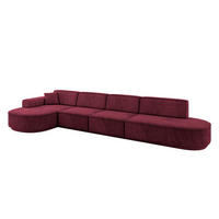 ECKSOFA Ottomane Links MARI-L3-v3 - 413x171x83 cm Bordeaux Velours - Bordeaux/Schwarz, Holzwerkstoff/Kunststoff (413/171cm) - ALTDECOR