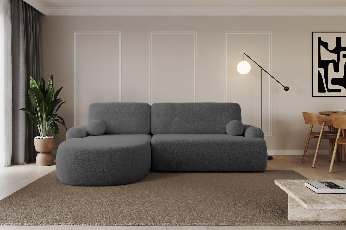 ECKSOFA mit Schlaffunktion und Bettkasten LIRA-L - 264x172x89 Grau - Grau, Holzwerkstoff/Textil (264/172cm) - ALTDECOR