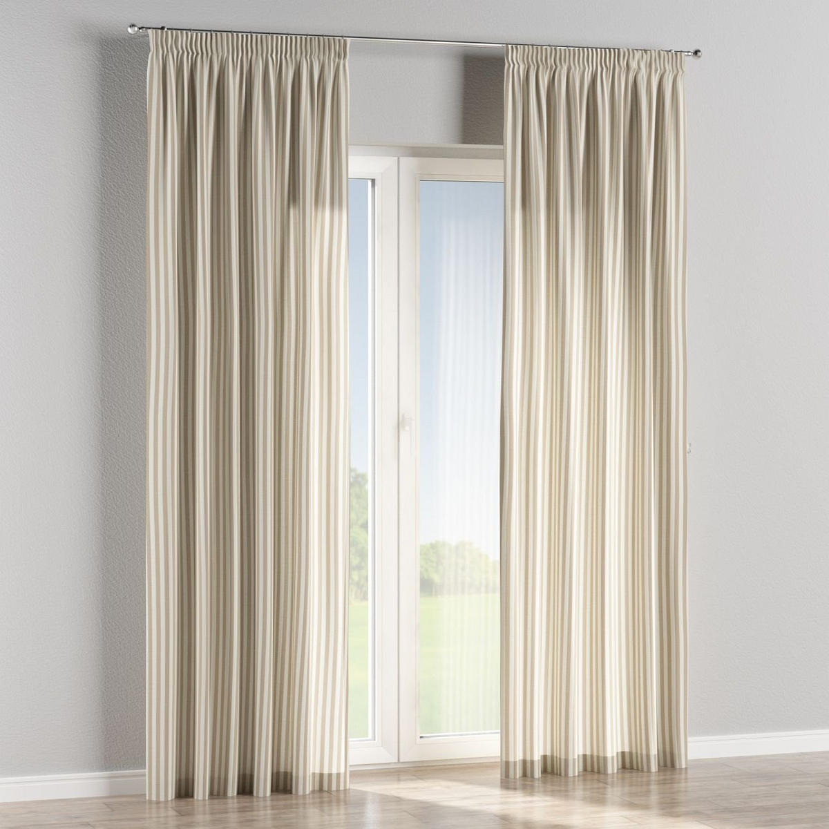 VORHANG Quadro braun und weiß, 130x245 cm - Beige/Weiß, Textil (130/245cm) - Dekoria