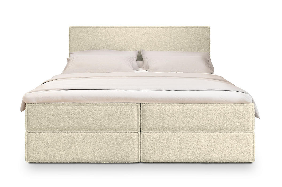 POSTEL BOXSPRING PELLIO 140x200 cm, s matrací a úložným prostorem, krémová - krémová, kompozitní dřevo/textil (140/200cm) - MASSENO