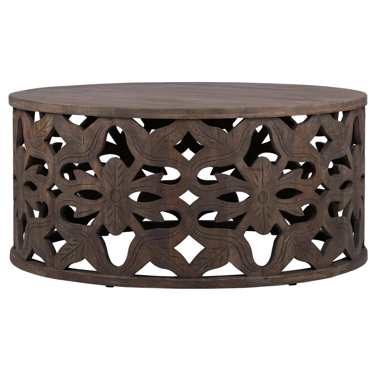 COUCHTISCH Ø100x45 cm rund Natur handgefertigt aus Mangoholz - Naturfarben, Holz (100/45/100cm) - WOMO-DESIGN