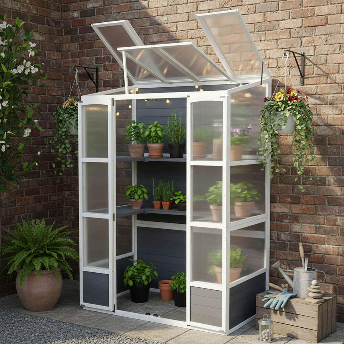 GEWÄCHSHAUS YANA GREEN - Grau - Grau, Holz (74/198/135cm)