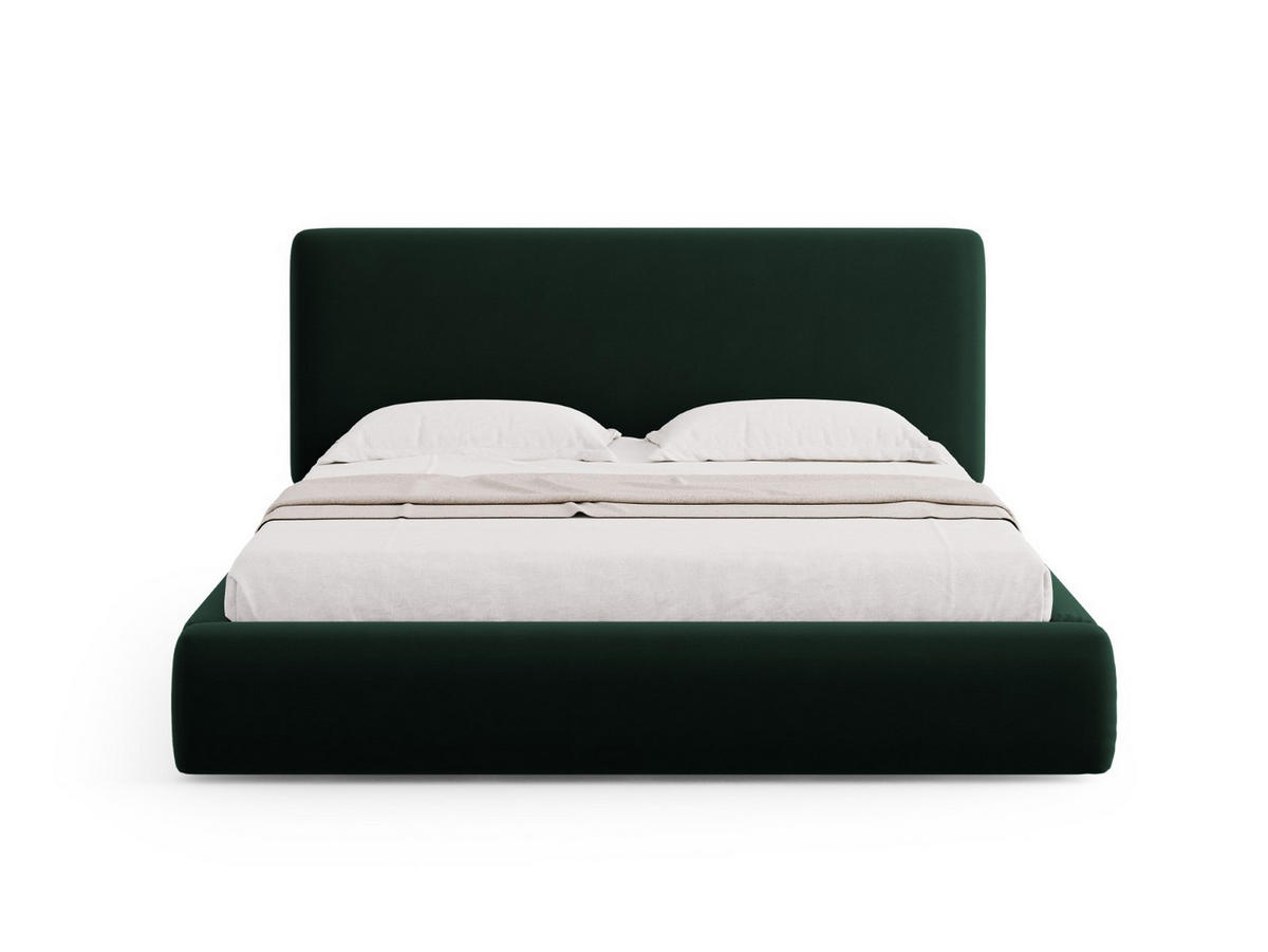 BETT mit Bettkasten und Kopfteil Colonel aus Samt flaschengrün 200x200cm - Dunkelgrün, Textil (200/200cm) - Cosmopolitan Design