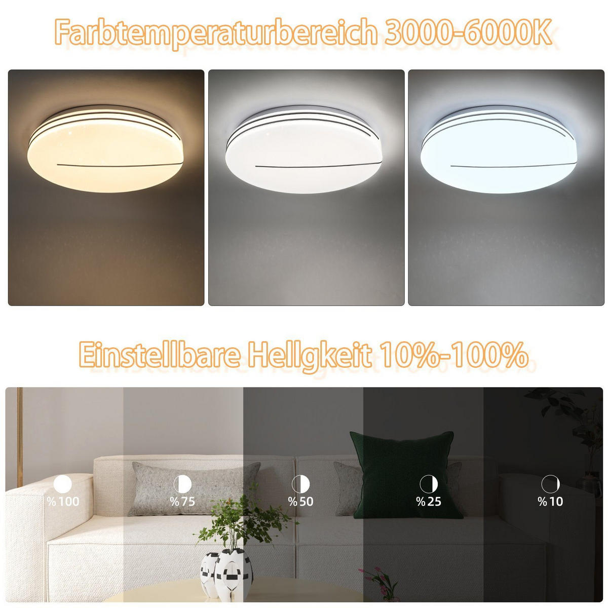 LED-DECKENLEUCHTE Hera 40/40/6cm - Weiß, Metall (40/40/6cm) - ZMH