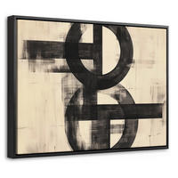 LEINWAND Bilder mit Rahmen - Kreise - Balken - Schwarz - Abstrakt - 40x30 - Schwarz, Textil (40/30cm) - MuchoWow