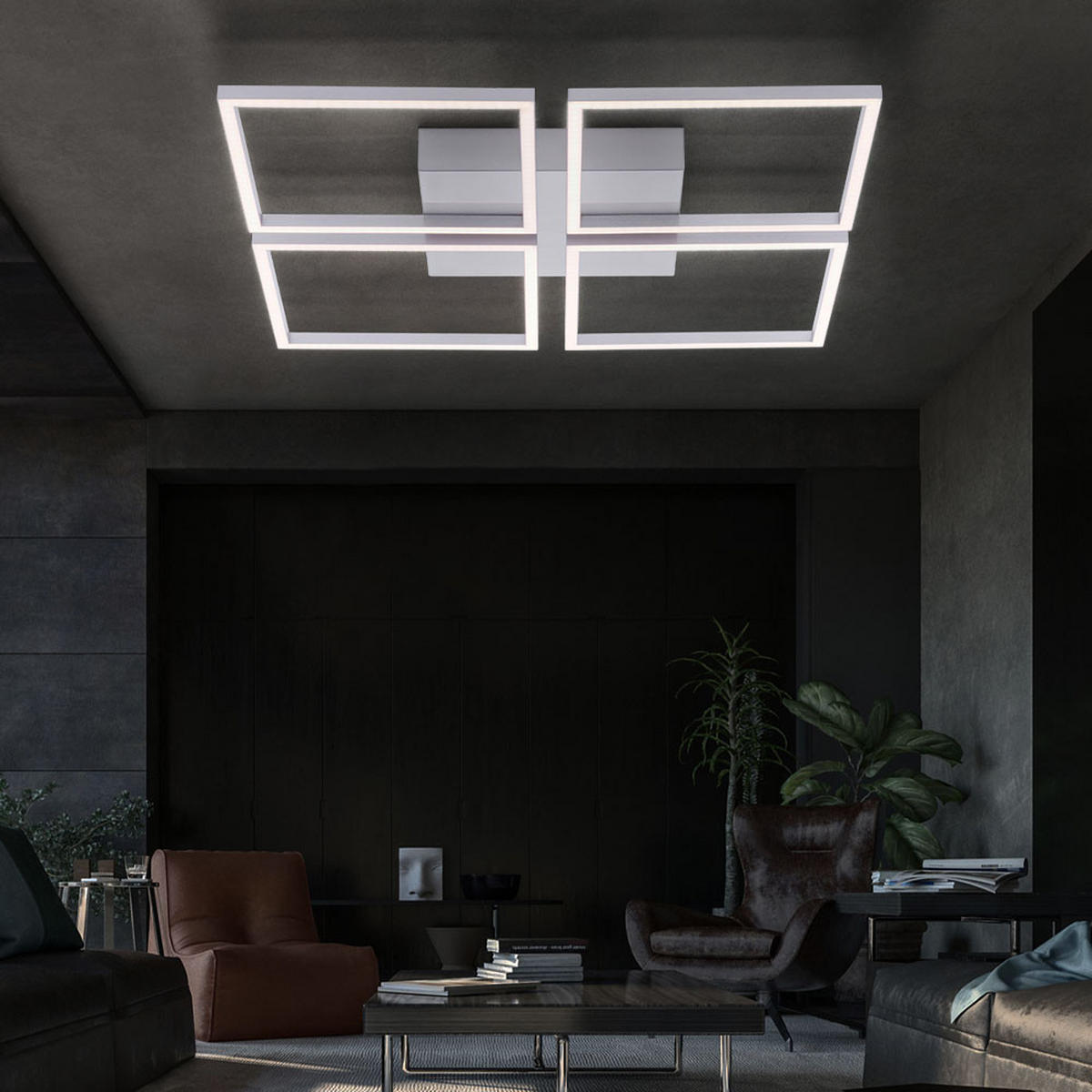 LED DECKENLEUCHTE Stahlfarben Silber - Silberfarben, Metall (52.5/52.5/5.3cm)