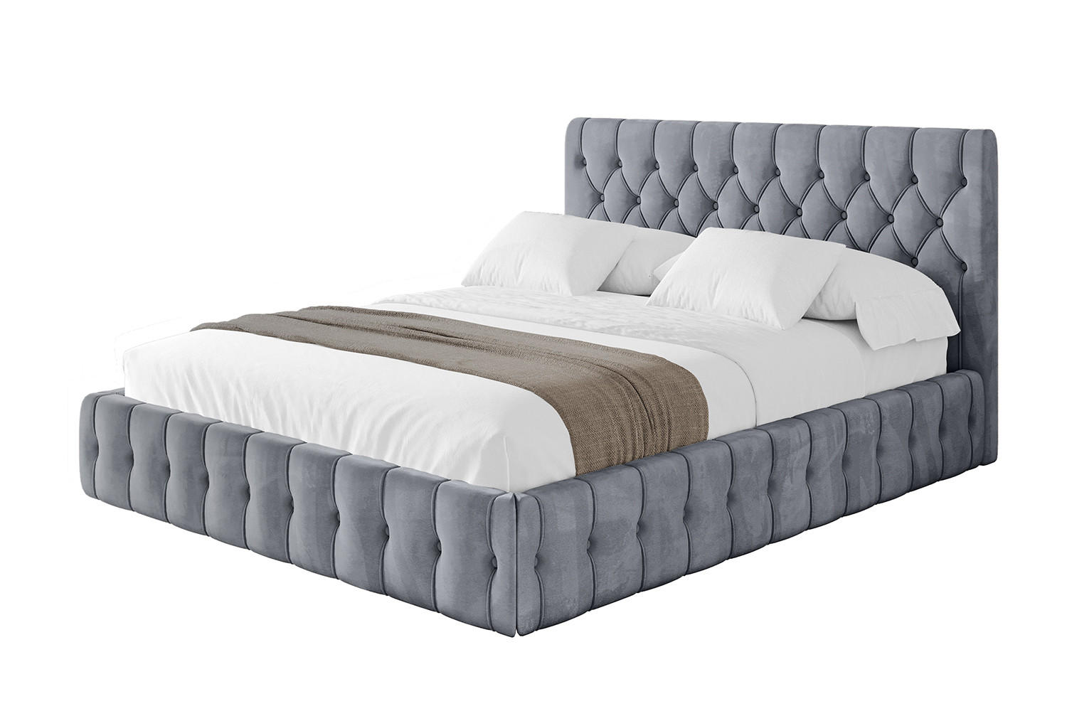 POLSTERBETT mit Bettkasten und Lattenrost, Bett mit Matratze H3/H4 - LARO 120x200 Grau - Grau, Holzwerkstoff/Textil (120/200cm) - ALTDECOR