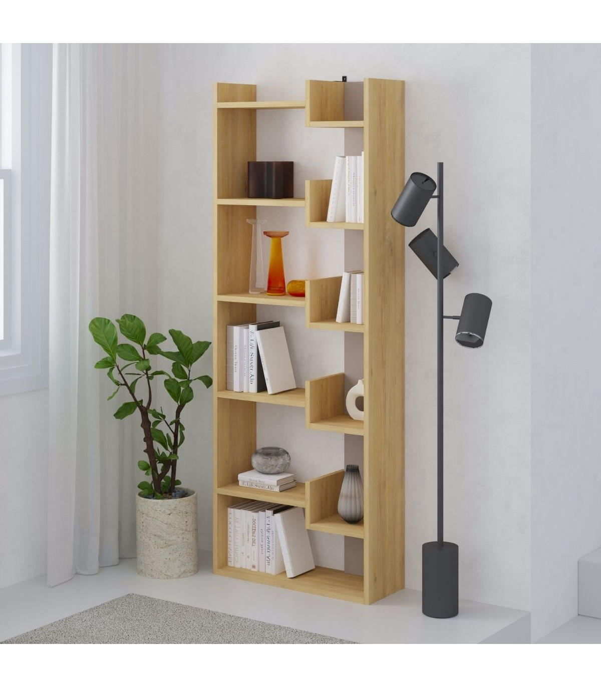 DESIGN Regal 6 Ebenen H162,4 cm - Klapo - Eschefarben, Holzwerkstoff (22/162.4/60.5cm) - Calicosy