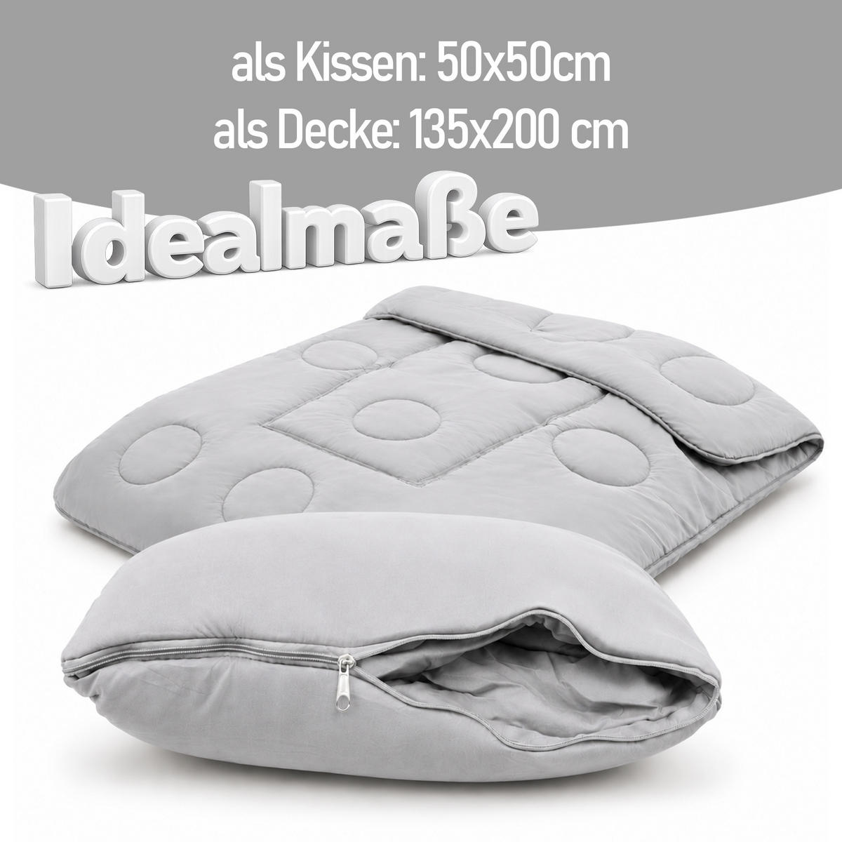 VERWANDLUNGSDECKE 2 in 1 - Grau 135x200 cm - Grau, Textil (135/200cm) - Bestlivings