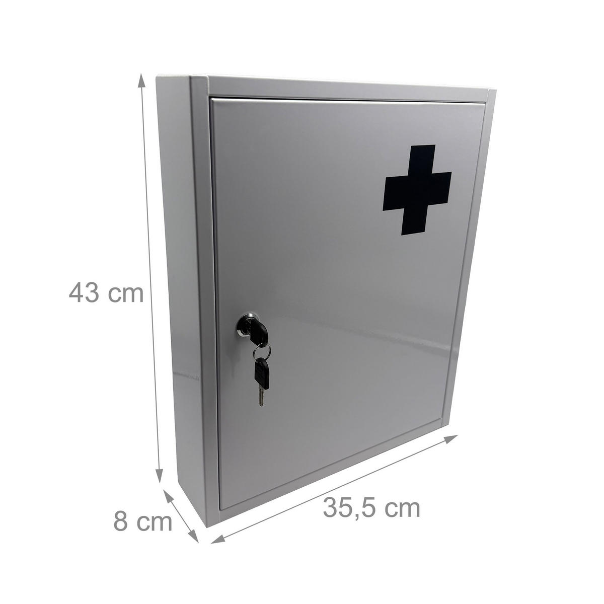 MEDIZINSCHRANK - Weiß, Metall (35.5/43/8cm) - Relaxdays