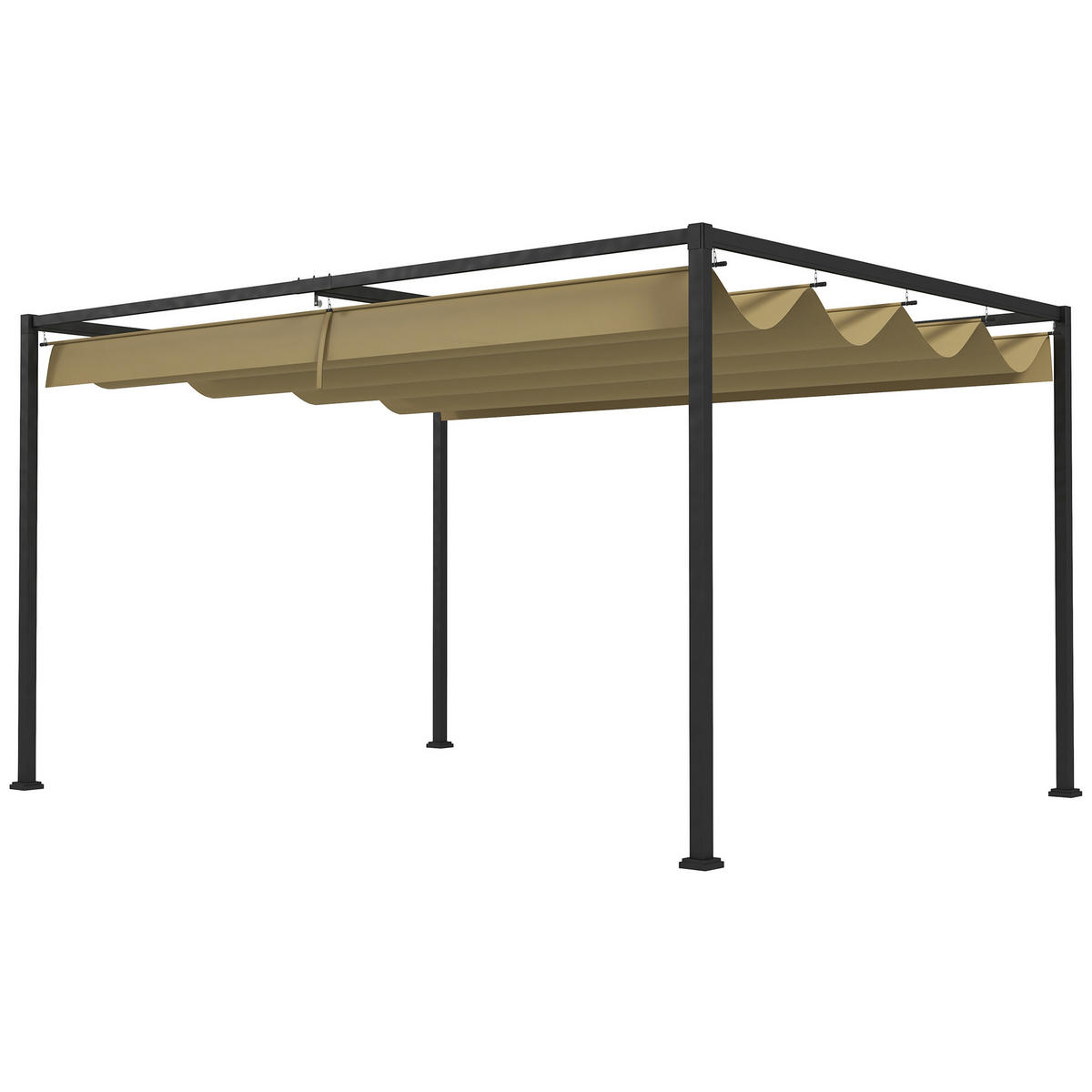 PERGOLA, Robuster Sonnenschutz für Garten, Balkon, Terrasse, aus Metall und Kunststoff, UV- und wasserabweisend, Khaki - Gelb, Metall (298/221/213cm)