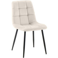 STUHL Samt Cremeweiß - Creme/Schwarz, Textil/Metall (45/84/55cm) - CLP