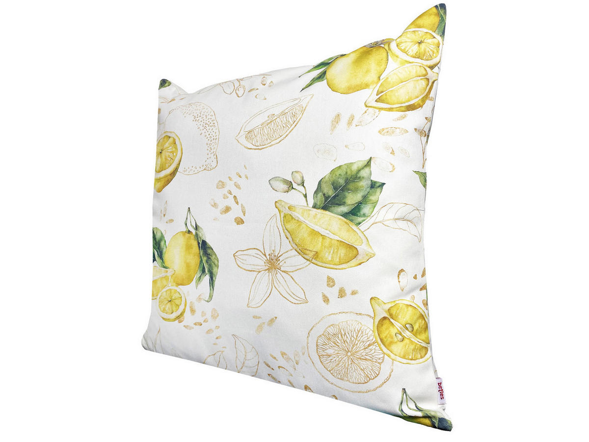 KISSENHÜLLE Italy Collection Zitronen 50/50 cm - Ecru/Gelb, Textil (50/50cm) - beties Heimtextil