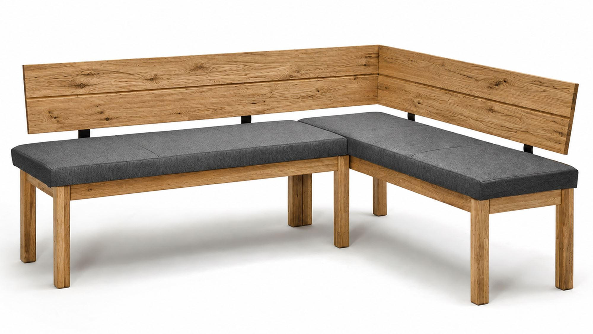 ECKBANK Danny 1 für 5 Personen Massivholz + Microfaser Wildeiche/Grau - Wildeiche/Grau, Holz (194/155cm) - 58aufmkessel
