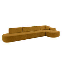ECKSOFA Ottomane Rechts MARI-L3 - 402x163x81 cm Senfgelb Cord - Gelb/Schwarz, Holzwerkstoff/Kunststoff (402/163cm) - ALTDECOR
