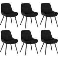 ESSZIMMERSTUHL 6er-Set, Polsterstuhl, Samt, Schwarz - Schwarz, Textil/Metall (52.5/81.5/62cm) - Woltu