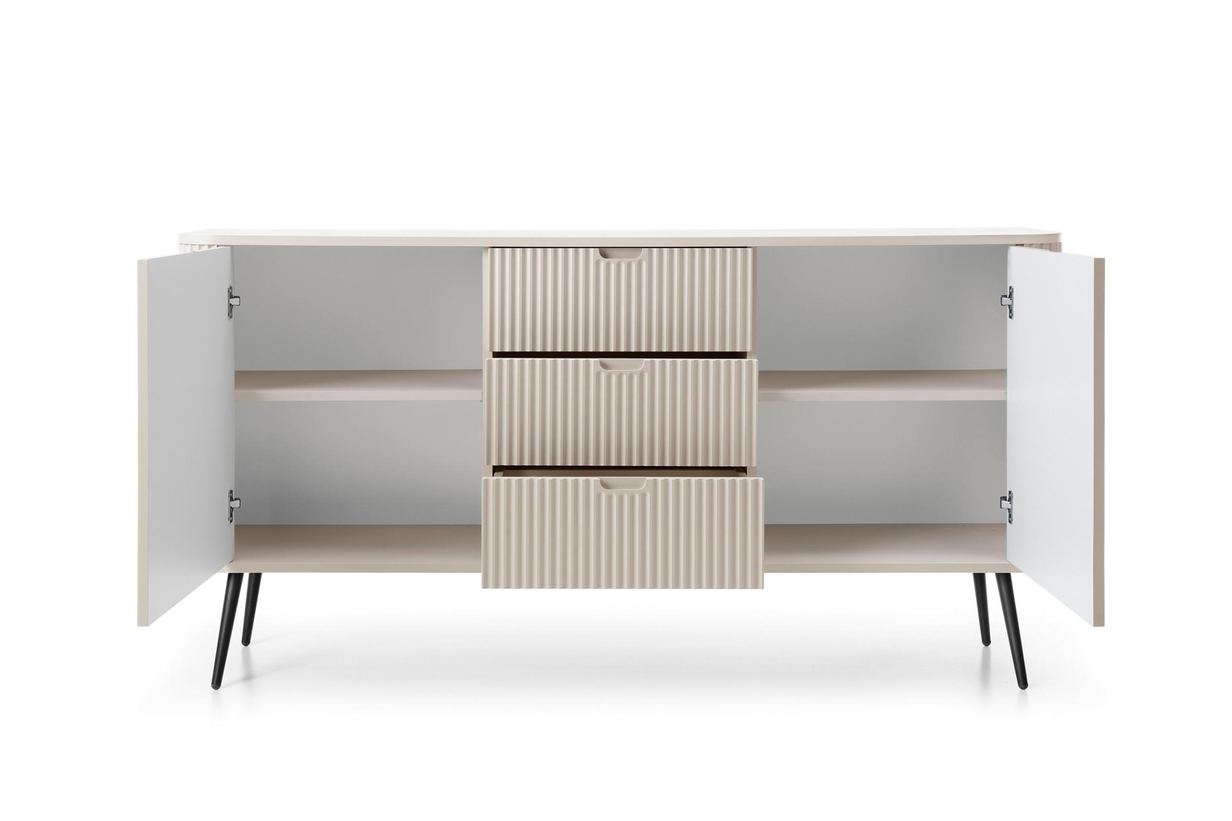 KOMMODE MODERNO 168/87/39 in Caschmir/Schwarz - Creme/Schwarz, Holzwerkstoff (168/87/39cm) - Deine Möbel 24