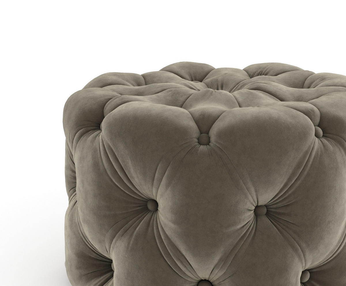 POUF Cosimo Taupe Samtstoff - Taupe/Schwarz, Holz/Holzwerkstoff (60/40/60cm) - Maison de Reve