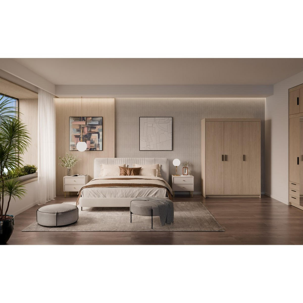 DREHTÜRENSCHRANK Elena mit 3 Türen, ohne Spiegel, Sonoma Eiche - Sonoma Eiche, Holzwerkstoff (130/190/53cm) - Beautysofa