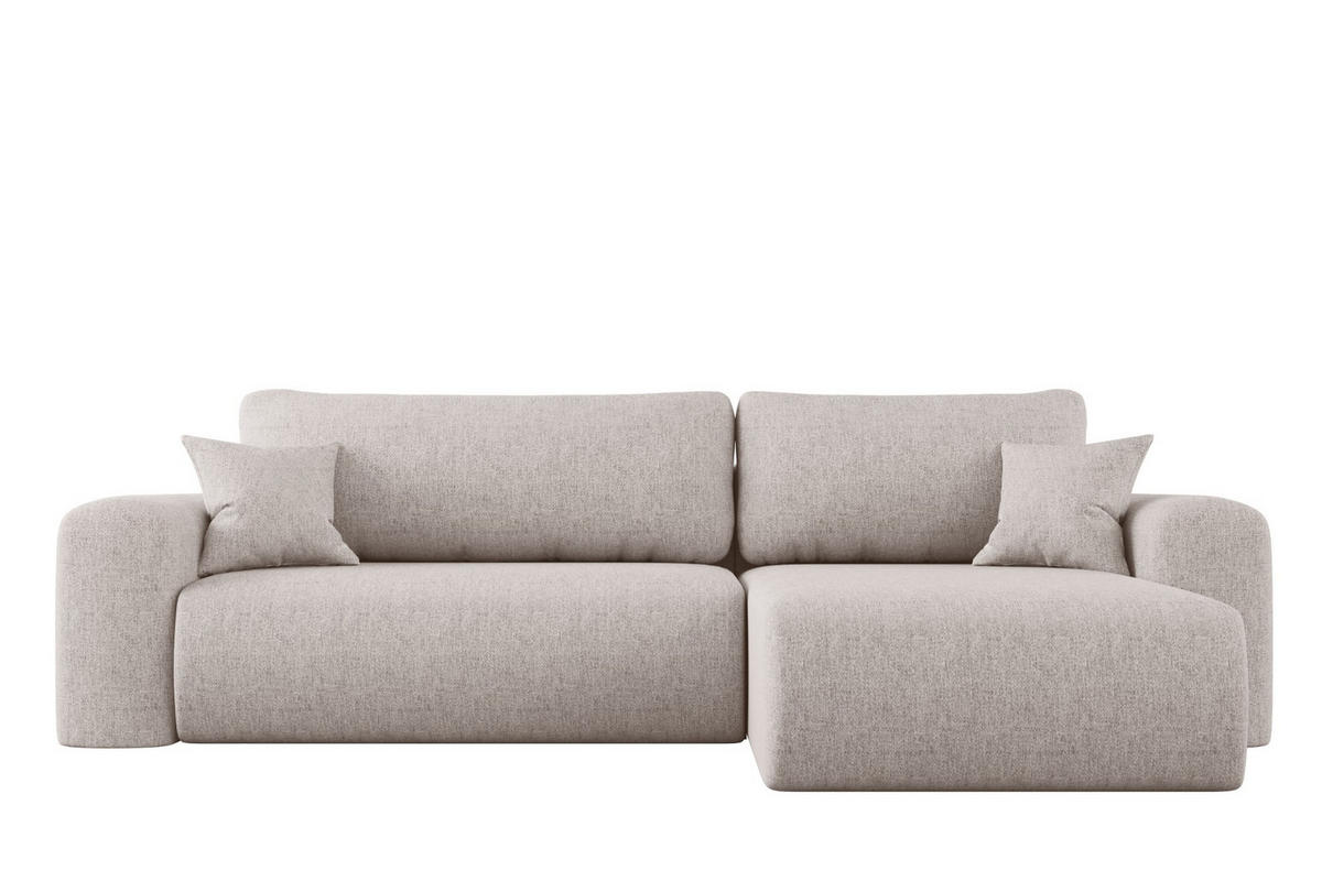 ECKSOFA Mit Schlaffunktion Und Bettkasten L-förmiges Sofa Capri Stoff Verita Rechts Ecru - Creme, Holz (272/145cm) - Kaiser Möbel