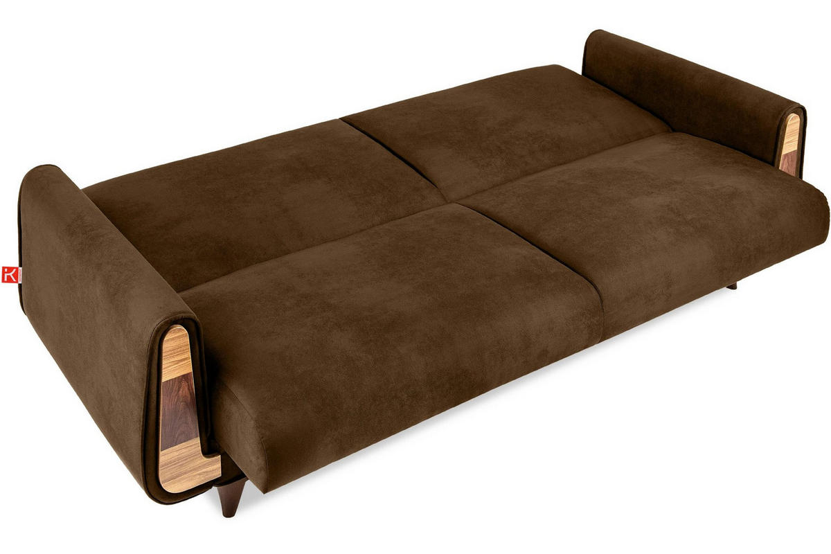 3-SITZER-SCHLAFSOFA GUSTAVO II mit Armlehnen, Hellbraun - Hellbraun, Holz/Holzwerkstoff (230/98/98cm) - KONSIMO®