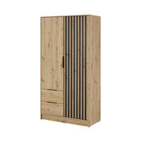DREHTÜRENSCHRANK - John 2D ohne Spiegel Artisan + schwarz - Eiche Artisan, Holzwerkstoff/Metall (105/200/51cm) - Möblo