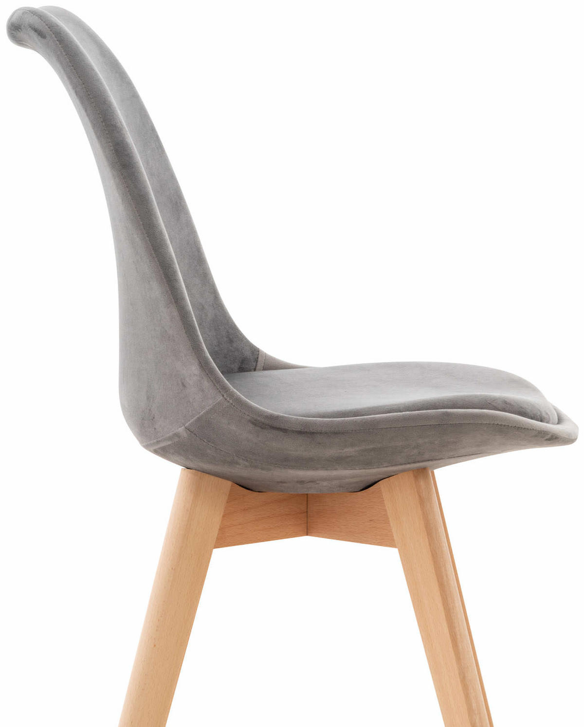 STUHL Samt grau - Eukalyptusholzfarben/Grau, Holz/Textil (49/83/50cm) - CLP