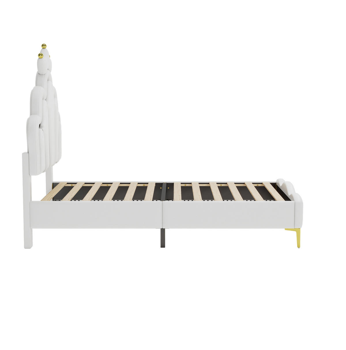 POSTEL 90/200 cm s LED osvětlením, korunkovým čelem a měkkým čalouněním, Bílá - bílá, plast (90/200cm) - Redom