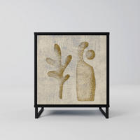 SIDEBOARD SAND SCULPTURES, Schwarz, 57,5x42x67,5 cm, Schwarze Metall-Rahmenfüße - Multicolor/Schwarz, Holzwerkstoff/Metall (57.5/67.5/42cm) - SpaceRebels