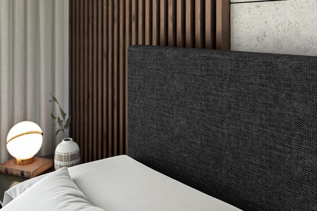 BOXBETT mit H4-Matratze und Lattenrost - LUKI - 180x200 Schwarz - Schwarz, Holzwerkstoff (180/200cm) - ALTDECOR