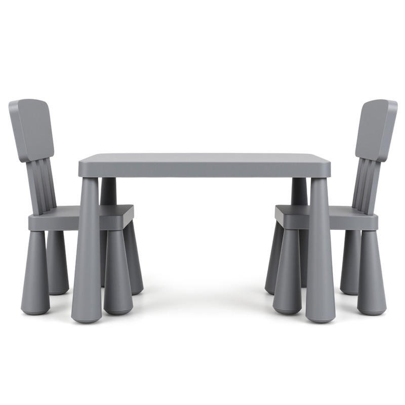 KINDERTISCH mit 2 Stühlen grau(3-tlg) - Grau, Kunststoff (76.5/49.5/54.5cm) - COSTWAY